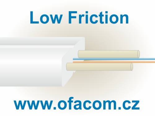 Konstrukce Low Friction optického kabelu s pláštěm s níckým koeficientem tření