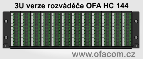 Verze optického rozváděče OFA HC 144 pro datová centra a Central Office o výšce 3U.
