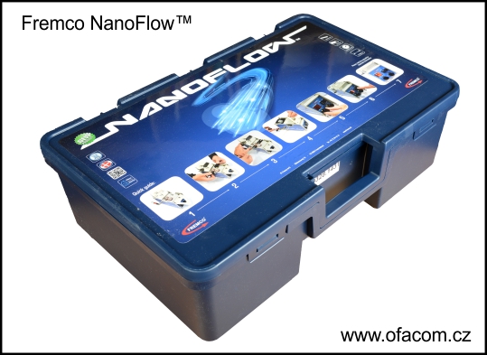 Zafukovací stroj Fremco NanoFlow - sestava stroje v plastovém kufru.