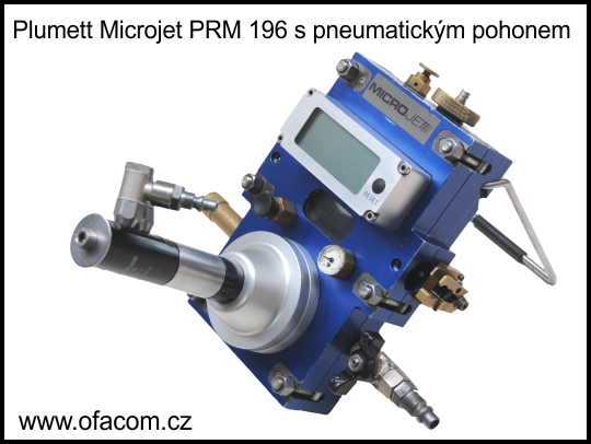 Pronájem zafukovačky Plumett Microjet PRM196 s pneumatickým pohonem.