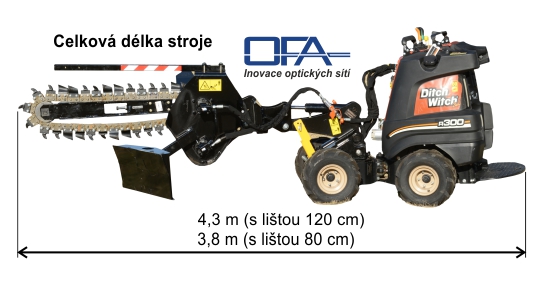 Maximální délka rýhovacího stroje DitchWitch ZAHN R300.
