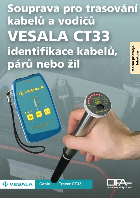 Souprava pro trasování vodičů, kabelů a identifikaci žil finského dodavatele VESALA CT33.