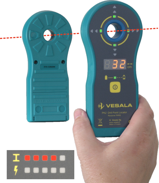 Drill Point Locator Vesala PK2 pro přesný průvrt zdí.