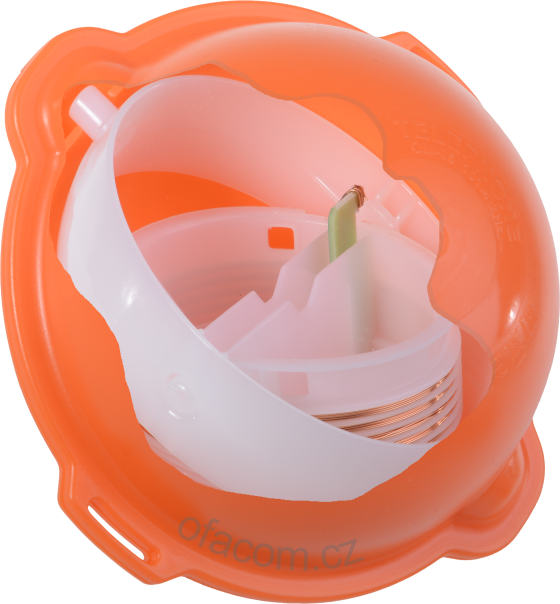 Konstrukce markeru s gyroskopickým efektem – oranžový marker pro telekomunikace.