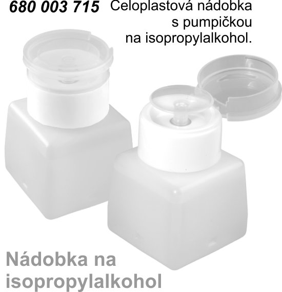 Celoplastová nádobka na isopropylalkohol s pumpičkou (ekvivalent Menda).