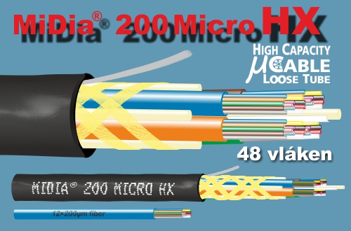 Optický kabel Loose Tube MiDia® 200 Micro HX se 48 vlákny