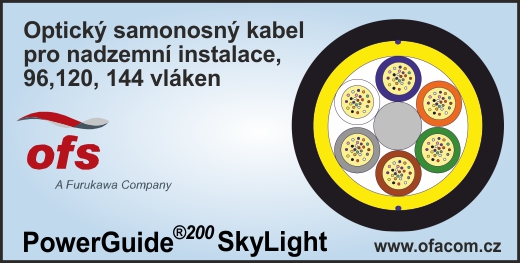 PowerGuide SkyLight – samonosný optický ADSS kabel s 96 až 288 optickými vlákny..