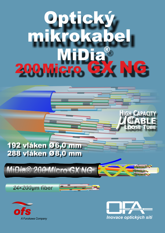 Optický mikrokabel MiDia 200 Micro GX NG – 192 a 288 vláken.