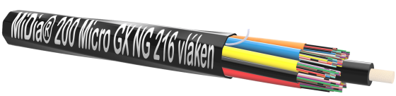 Optický mikrokabel z produkce Lightera MiDia 2000MICRO GX NG 216 vláken.