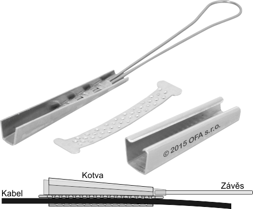 Kotva plochého závěsného kabelu 