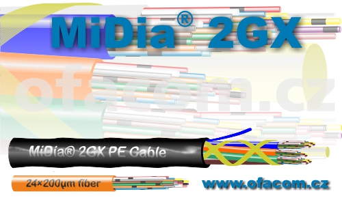 MiDia® 2GX - vysokokapacitní optický mikrokabel pro NGA sítě s 96 až 288 optickými vlákny