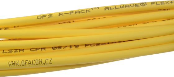R-pack – vnitřní optický kabel s rolovatelnými pásky vláken (ribbony).