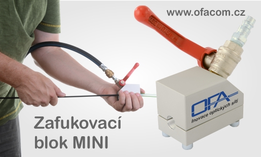 Zafukovací blok MINI - nejmenší zafukovačka optických mikrokabelů, umožňuje ruční instalace mikrokabelů a "pofouknutí" kabelu.